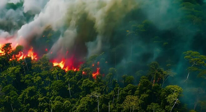 Amazon Inferno: Aerial Perspective Reveals Climate Emergency in Rainforest Blaze
