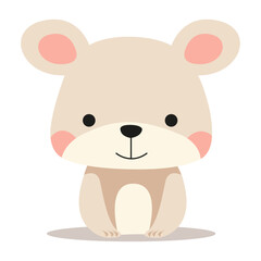 Fototapeta premium Flat illustration of a stylized bear cub. Cartoon little bear, cute character for children. Vector illustration
