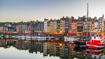 Honfleur is a famous village in Normandy, France - obrazy, fototapety, plakaty