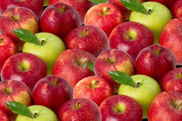 Lots of tasty fresh ripe apples fruits