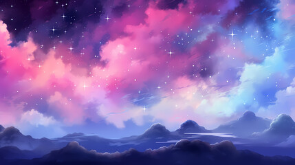 Obraz premium Mysterious star themed gradient background with countless twinkling stars