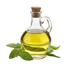 fresh raw organic bergomint oil in glass bowl png isolated on white background with clipping path. natural organic dripping serum herbal medicine rich of vitamins concept. selective focus