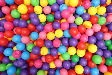 Fototapeta na wymiar Many colorful balls as background, top view