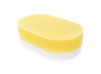 One new yellow sponge isolated on white