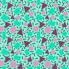 Abstract geometric seamless square and triangle and circle pattern for wrapping paper and fabrics and linens
