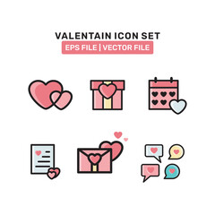 Collection of Valentine icons, valentine's day design elements. set of heart, love, outline, vector illustration icons