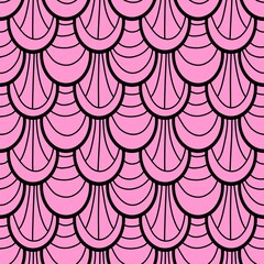 Abstract cartoon doodle seamless mermaid fish scales pattern for wrapping paper and fabrics and linens and kids © Tetiana
