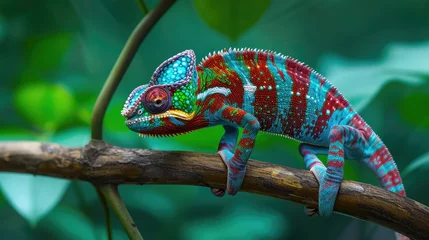 Foto op Canvas Beautiful of chameleon panther, chameleon panther on branch © buraratn