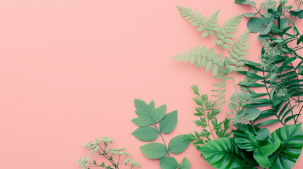 Plants with a pink background provide ample space for textual content in a lifestyle fashion banner Background
