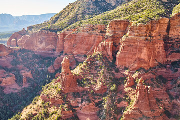 Aerial View of Sedona Red Rock Cliffs and Canyons