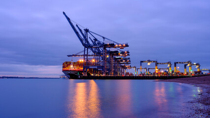 Fototapeta na wymiar Felixstowe Container Port, Suffolk, UK