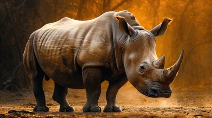 Keuken spatwand met foto ortrait of a large african rhino standing in front © buraratn