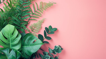 Plants with a pink background provide ample space for textual content in a lifestyle fashion banner Background