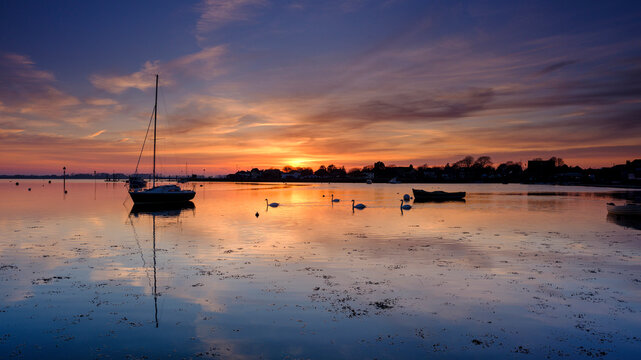 Winter sunset on Emsworth Harbour, Hampshire