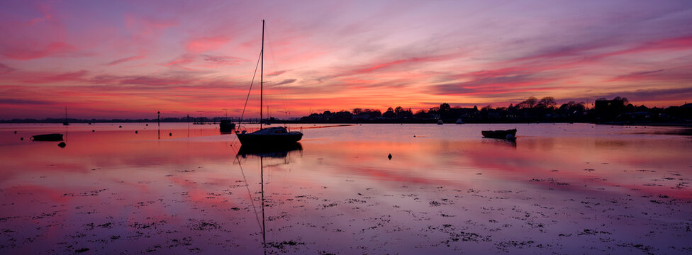 Winter sunset on Emsworth Harbour, Hampshire