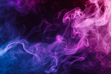 Fototapeta premium Ethereal swirls of smoke in a gradient of purple to blue colors, giving a mystical and fluid abstract visual effect.