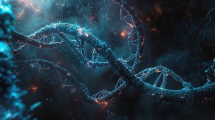 In the realm of genetic exploration, this conceptual image embodies the intricate threads of scientific discovery.