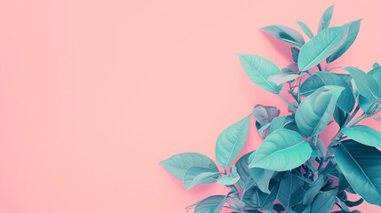 Plants with a pink background provide ample space for textual content in a lifestyle fashion banner Background