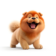 Chow chow puppy, a breed of dog with thick, wrinkly, very happy hair, caramel color . 3D rendering concept design illustration.