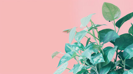 Plants with a pink background provide ample space for textual content in a lifestyle fashion banner Background