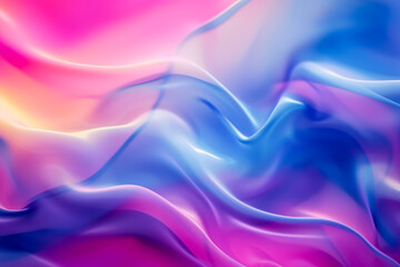 Obraz premium Vivid abstract wavy background in a fusion of pink and blue hues with a silky, fluid appearance.