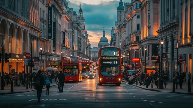 Busy Street View at London City, U.K