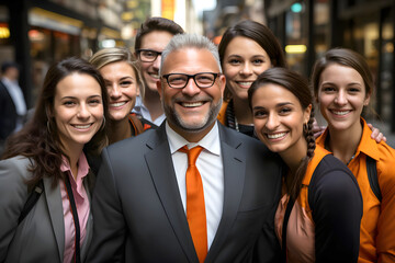 Obraz premium business successful laughing group in office. finance team. motivating leaders of a business corporation. communication between employees in the company