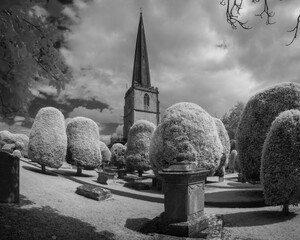 Infra red photo - St Mayr's Church Painswick, Gloucestershire in the Cotswolds