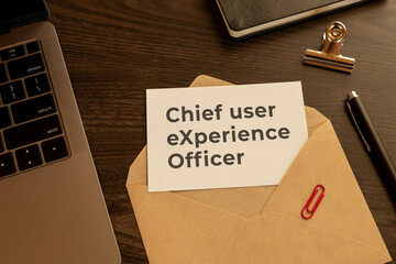 There is word card with the word Chief user eXperience Officer. It is as an eye-catching image.