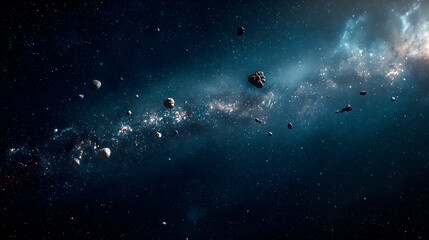 Cinturón de asteroides entre las órbitas de Marte y Júpiter - obrazy, fototapety, plakaty