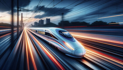Passenger train with high speed - obrazy, fototapety, plakaty