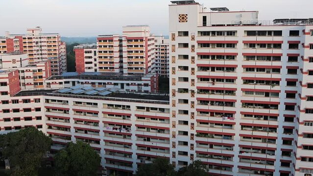 View of Singapore residential building also known as HDB
