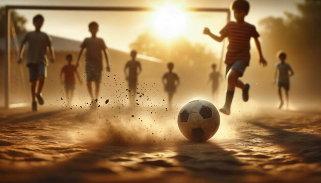 Children playing soccer 