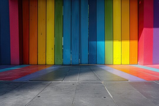Wall painted with rainbow colors
