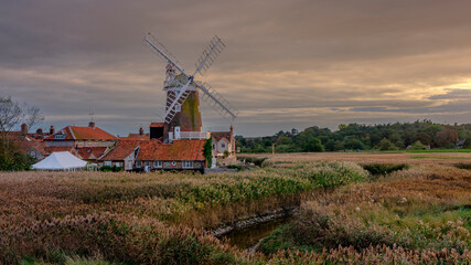 Sunset over Cley Mill, Norfolk, UK