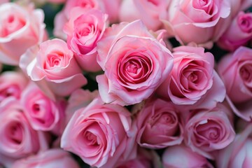 Obraz premium Closeup a bouquet of pink roses flower texture background for a Mother's