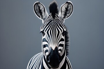 zebra on clean grey background