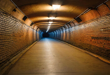 Obraz premium Underground. Tunnel. Subterranean. Passage. Dark. Transportation. Subway. Urban. Infrastructure. Construction. Engineering. Secret. Mysterious. Exploration. Adventure. AI Generated.