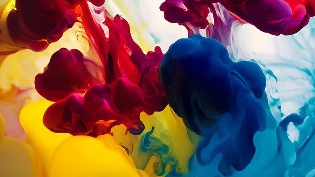 Various colors of ink dance in water, creating beautiful fluidity and abstract shapes
