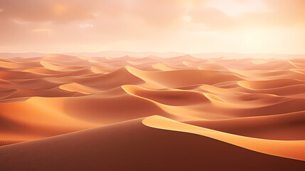 Desert landscape, sand dunes with wavy pattern - obrazy, fototapety, plakaty