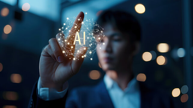 businessman touching an AI icon -implementing AI powered workflow
