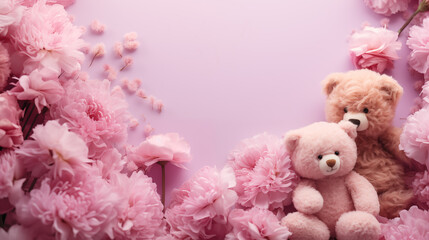 pink teddy bear with flowers