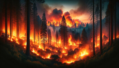 large forest fire