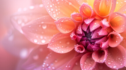 Flower with dew, macro, closeup, dahlia