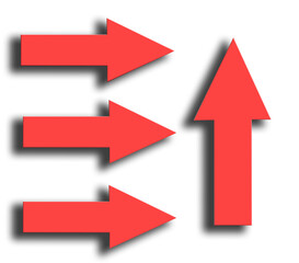 The red arrows of the business and the chart are growing upwards, indicating the profit of the economic chart.Drawing on a white background.