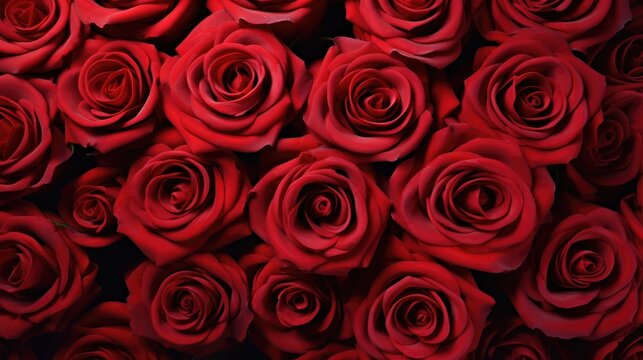 Red roses on black background, valentine's day background.