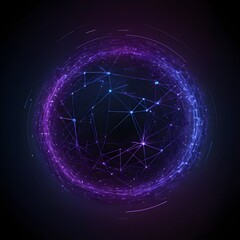 Abstract geometric with connected lines. Big data visualization, network connection. technology futuristic glowing blue and purple light lines with light speed zoom on black background technology. 
