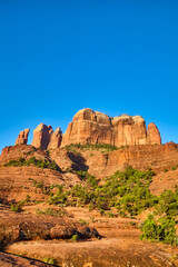 Fototapeta premium Sedona Red Rock Majesty with Blue Sky and Desert Flora