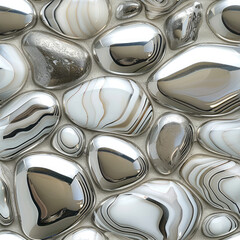seamless pattern of shiny white and silver striped stones 