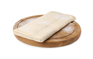 Raw puff pastry dough isolated on white